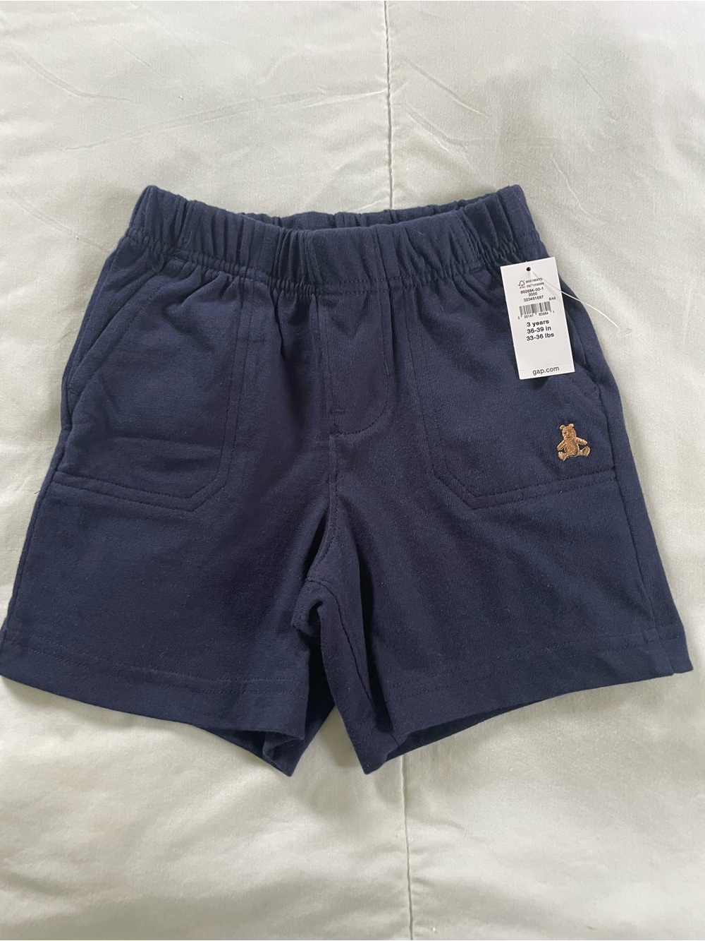 Baby GAP Navy Elastic-Waist Shorts with Bear Patch